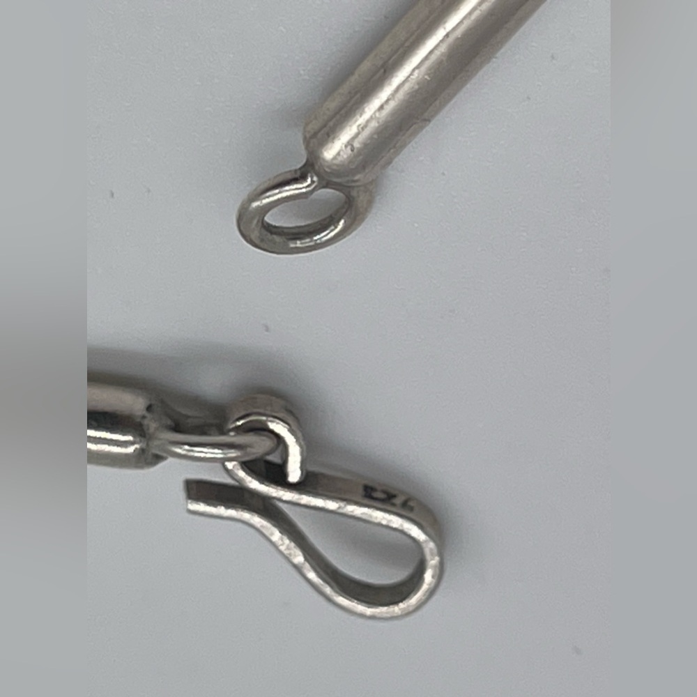 925 Sterling Silver and Leather Tube Bracelet - Picture 3 of 4